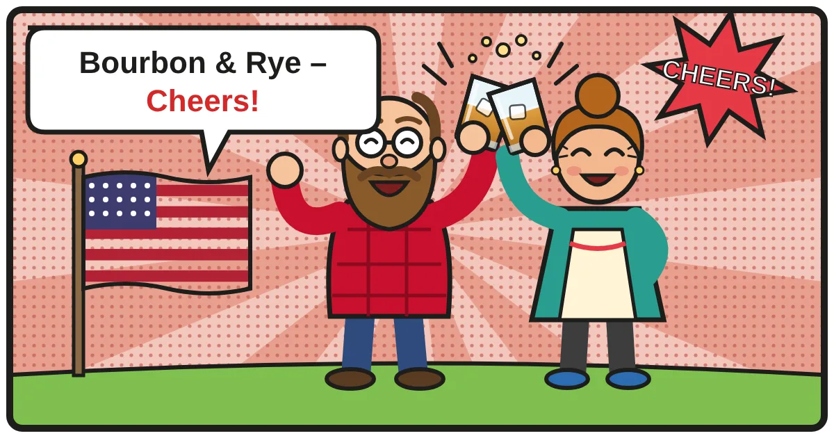 Comic: Zwei Whiskyfreunde stoßen an – Bourbon & American Whiskey