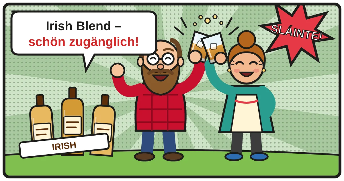 Comic: Zwei Whiskyfreunde stoßen an – Irish Blended Whiskey