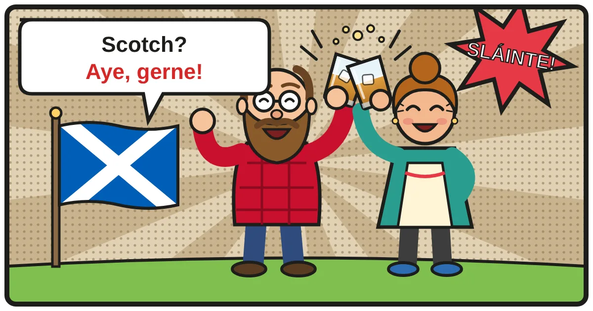Comic: Zwei Whiskyfreunde stoßen an – Scotch Whisky
