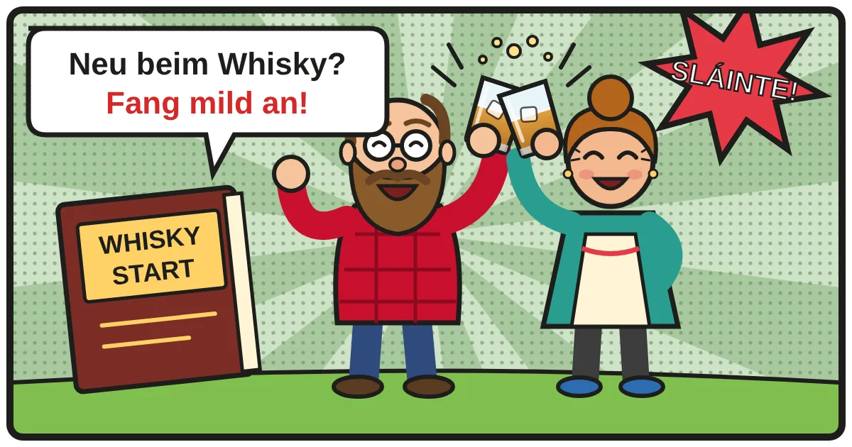 Comic: Zwei Whiskyfreunde stoßen an – Whisky für Einsteiger